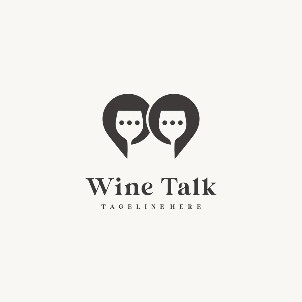 Wine talk chat bubble logo icon vector