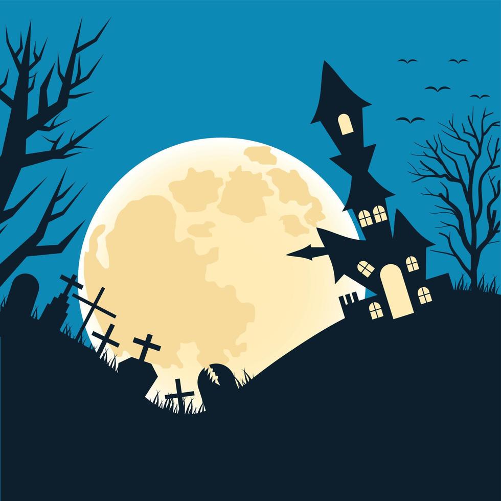 Halloween Scary Night Flat Illustration vector