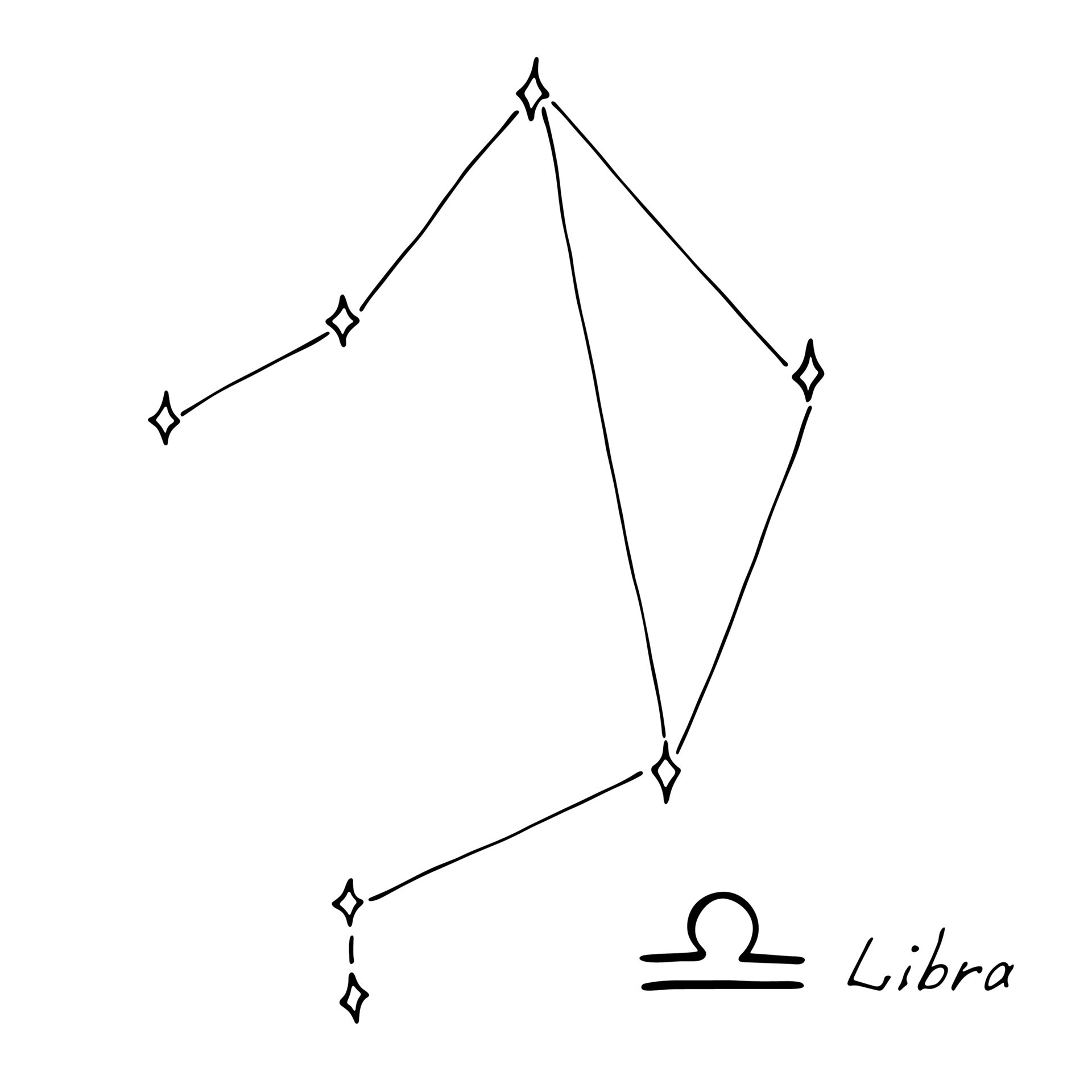 Hand drawn libra zodiac sign Esoteric symbol doodle Astrology clipart