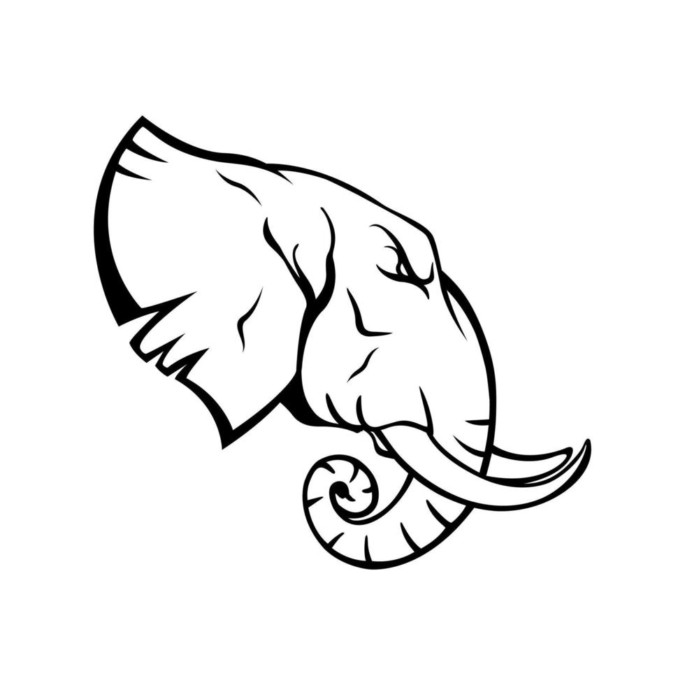 Elephant Head Symbol Black and White vector