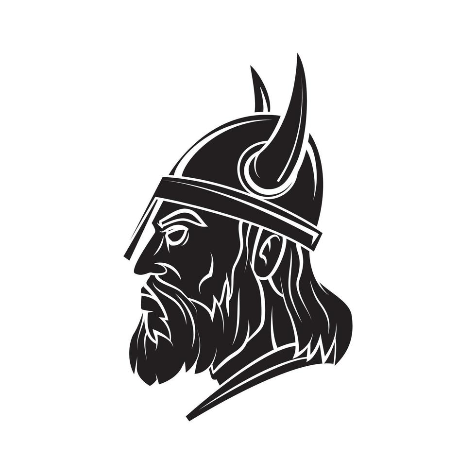vikingo cabeza negro vector ilustración