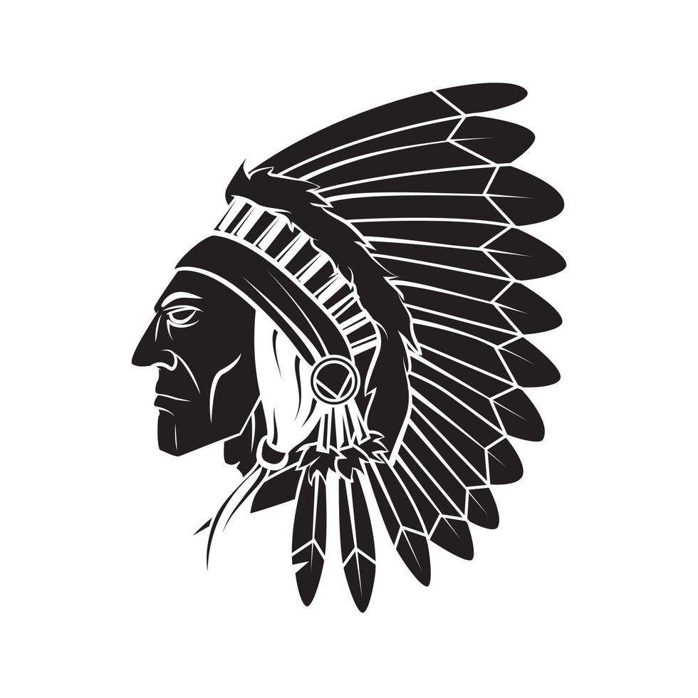 Apache Head Black Vector Illustration