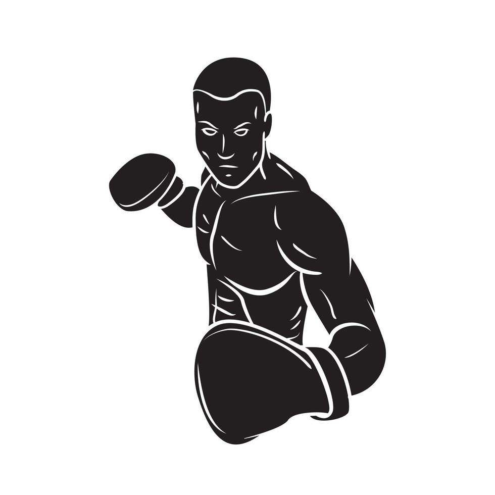 Boxer Player Black Vector Illustration