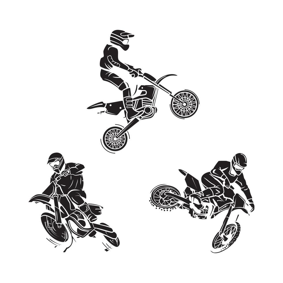 motocross conjunto colección tatuaje ilustración vector