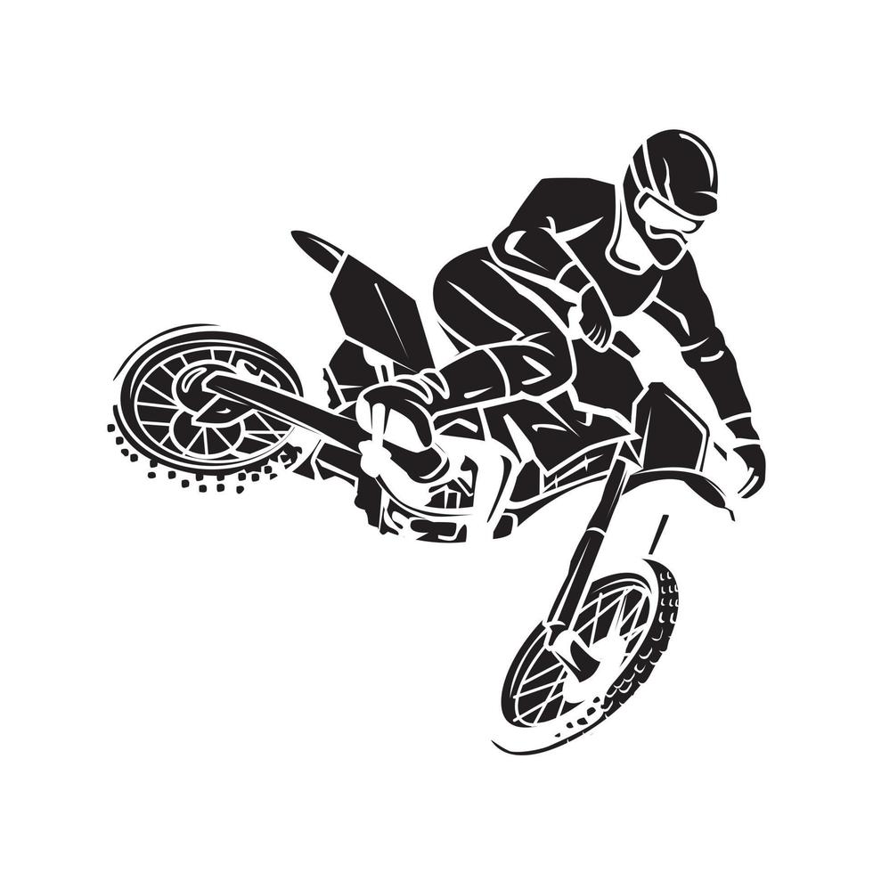 Moto Cross Rider Black Vector Illustration