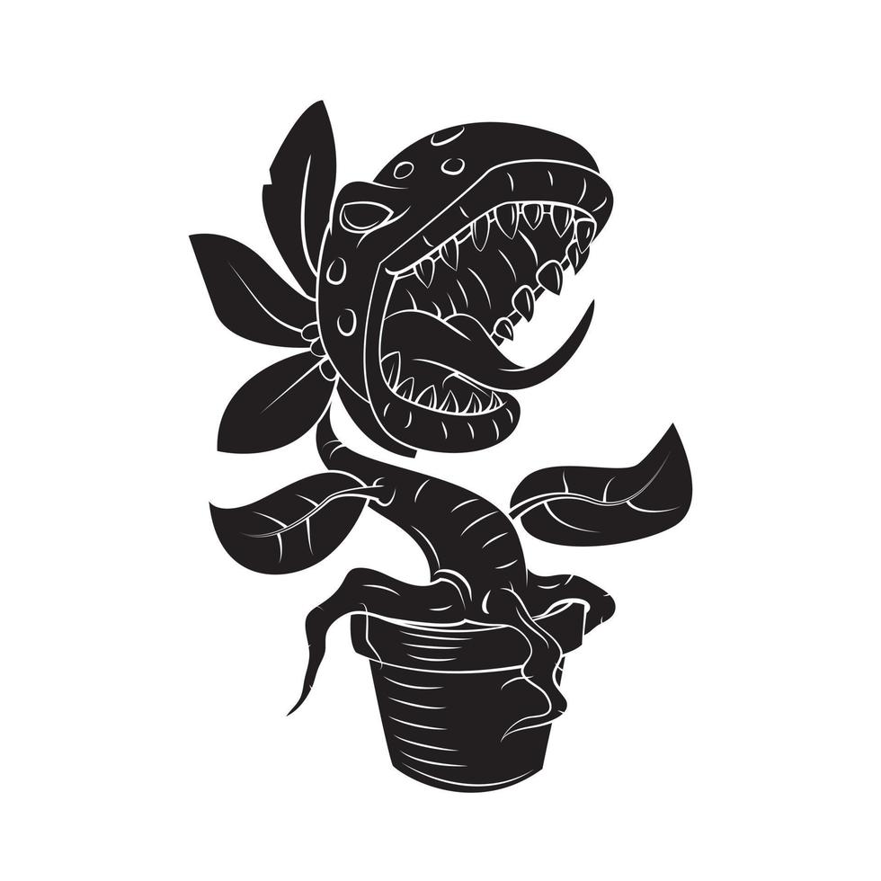 Monster Plant Black Vector Illustration