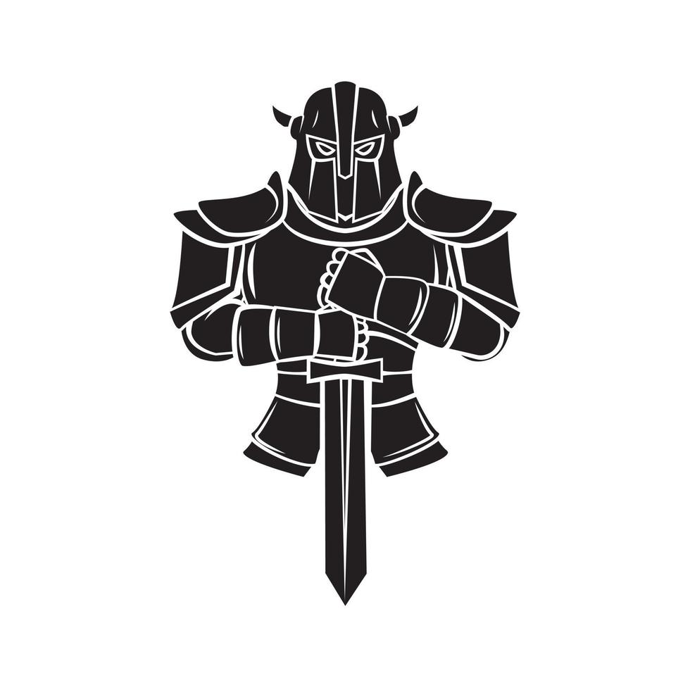 Knight Warrior Black Vector Illustration