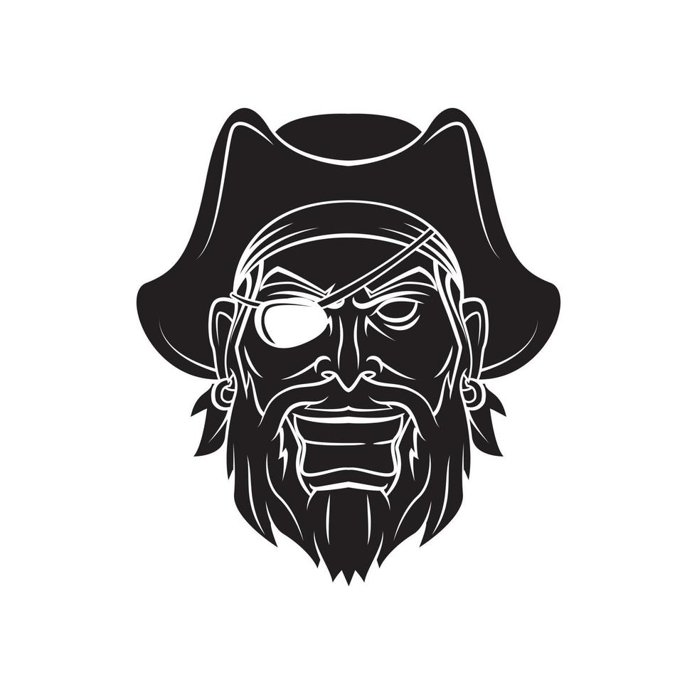 Pirate Warrior Black Vector Illustration