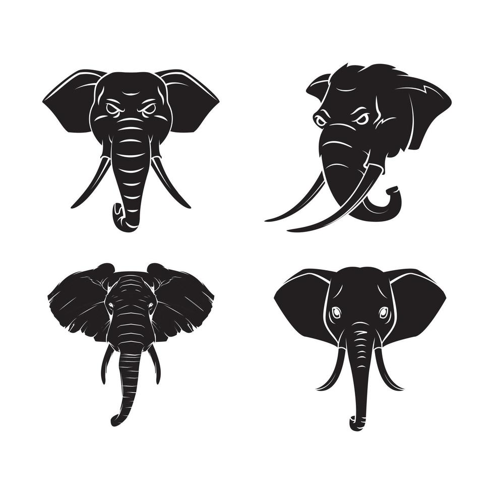 elephant heads set collection tattoo illustration vector