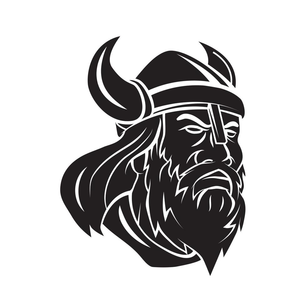 Viking Head Black Vector Illustration