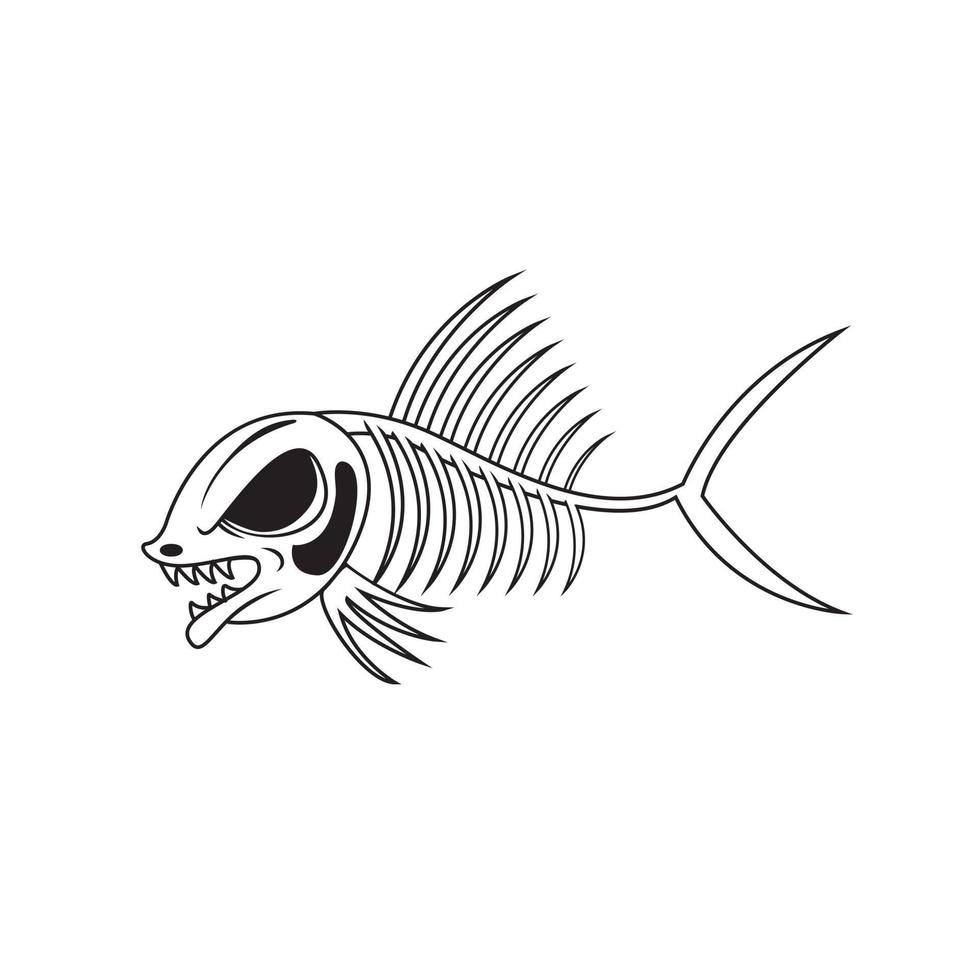 Fish Skeleton Black Vector Illustration