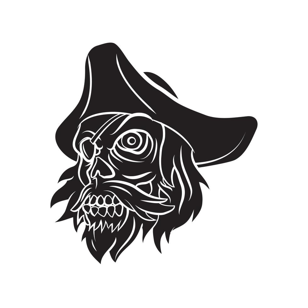 Pirate Warrior Black Vector Illustration