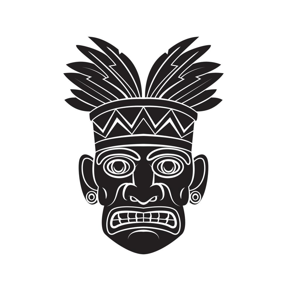 Hawaiian Mask Black Vector Illustration