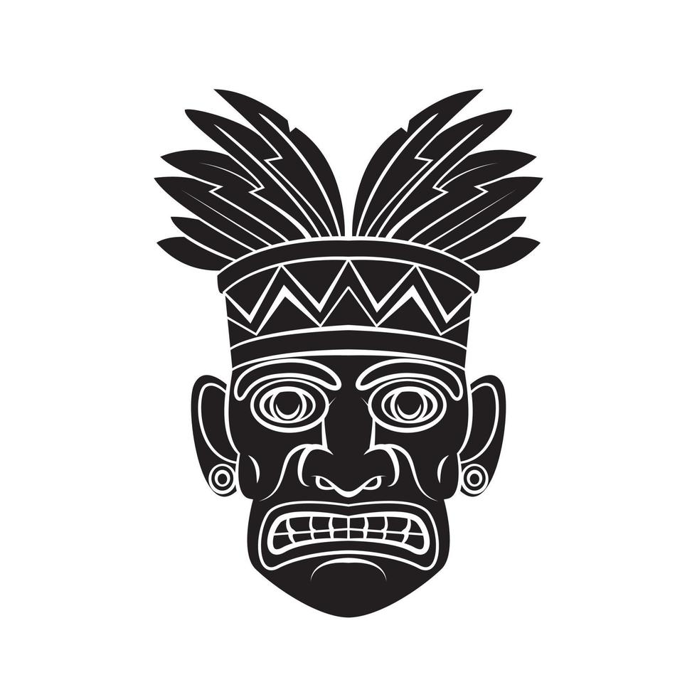 Hawaiian Mask Black Vector Illustration