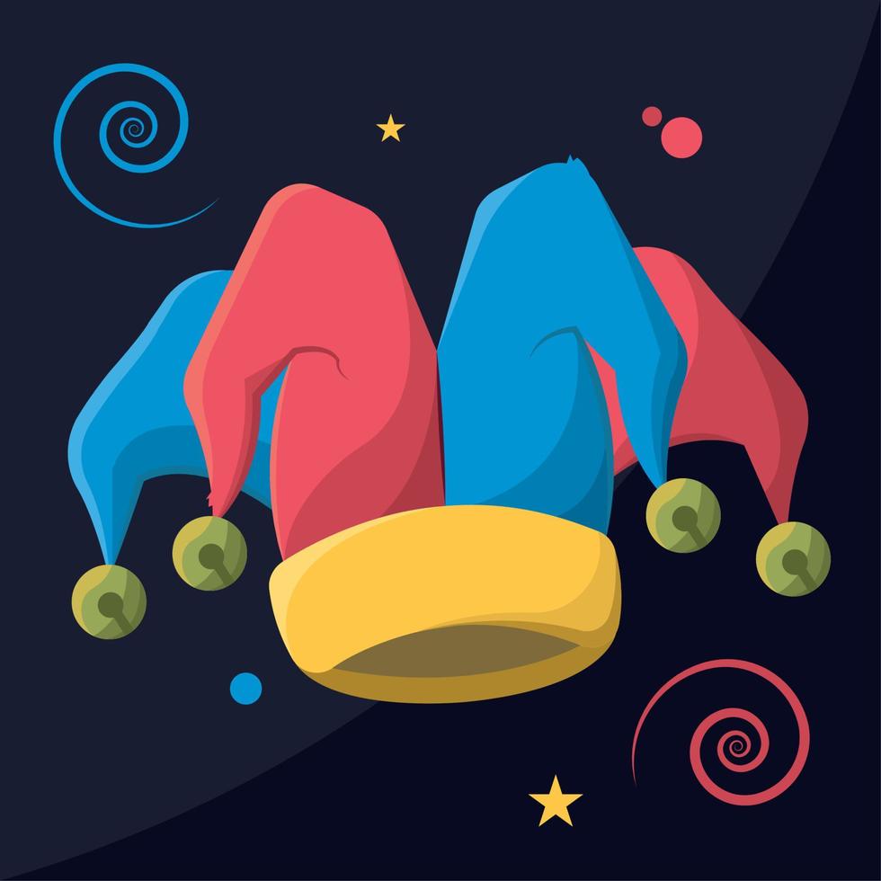 Isolated harlequin hat colored icon Flat design Vector illustration