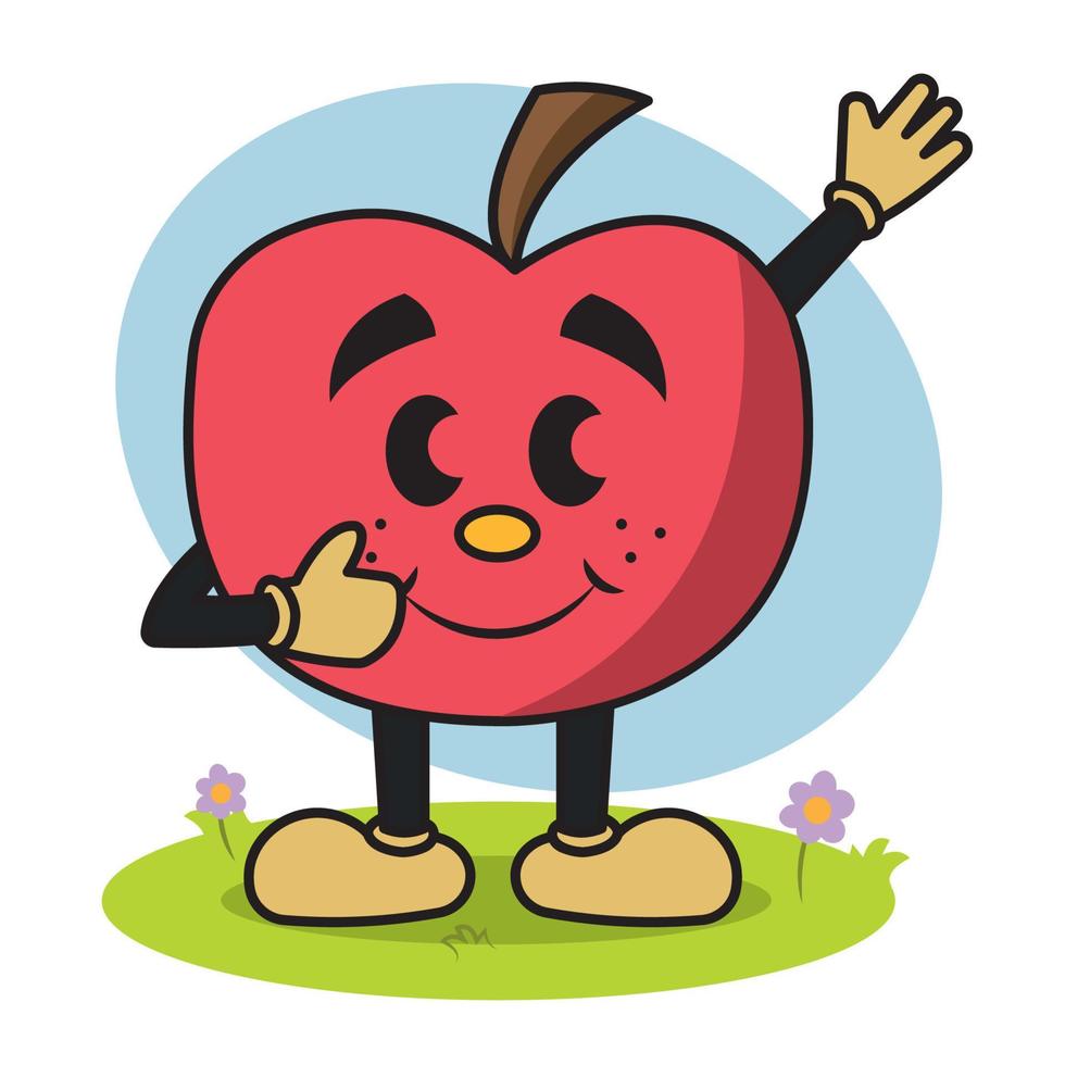 Isolated colored happy apple traditional cartoon character Vector illustration