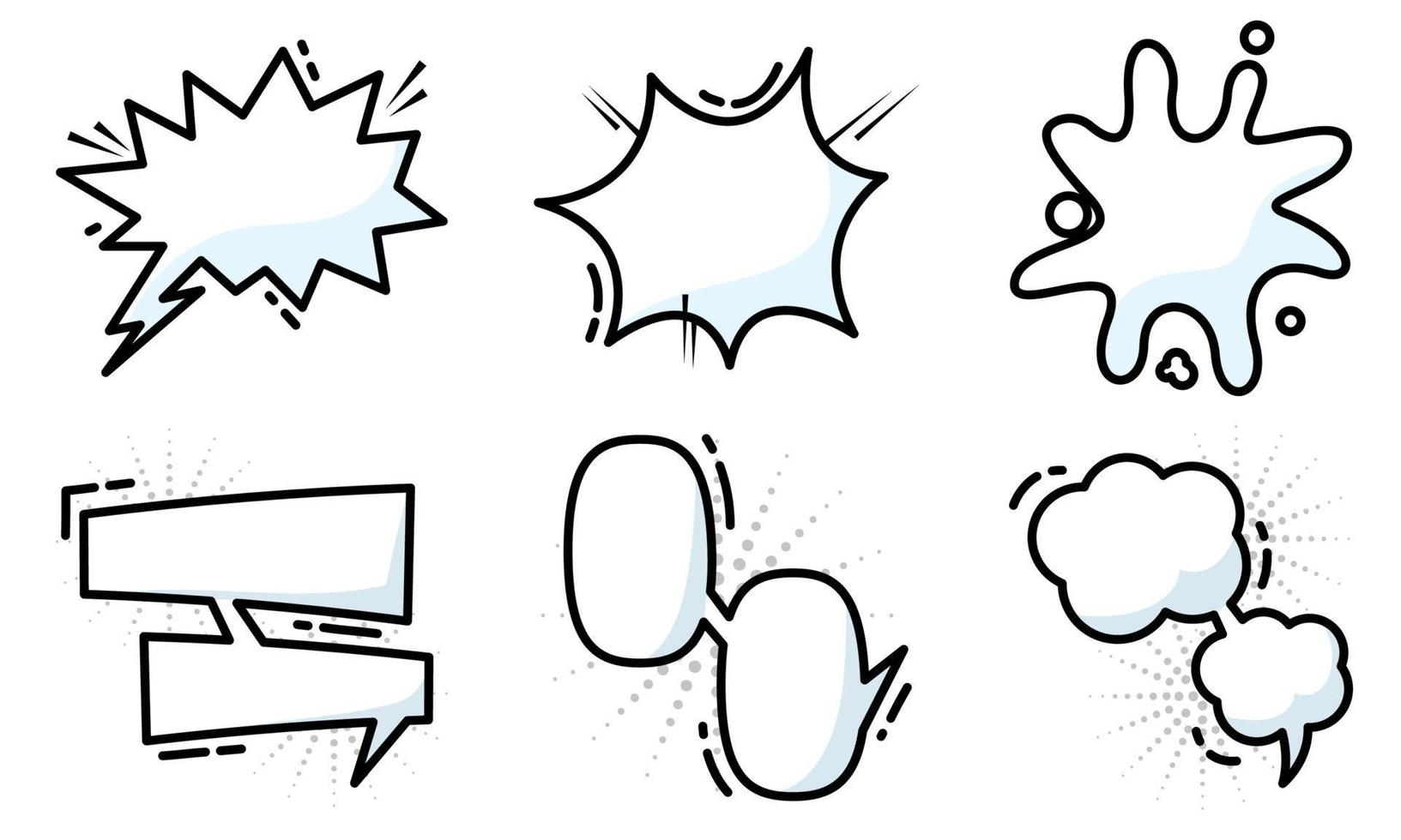 Set of different empty comic speech bubbles Vector illustration