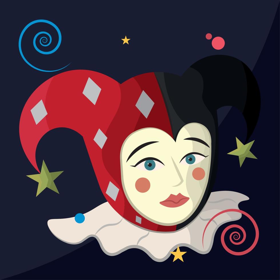 Isolated clown jester avatar with harlequin hat Vector illustration