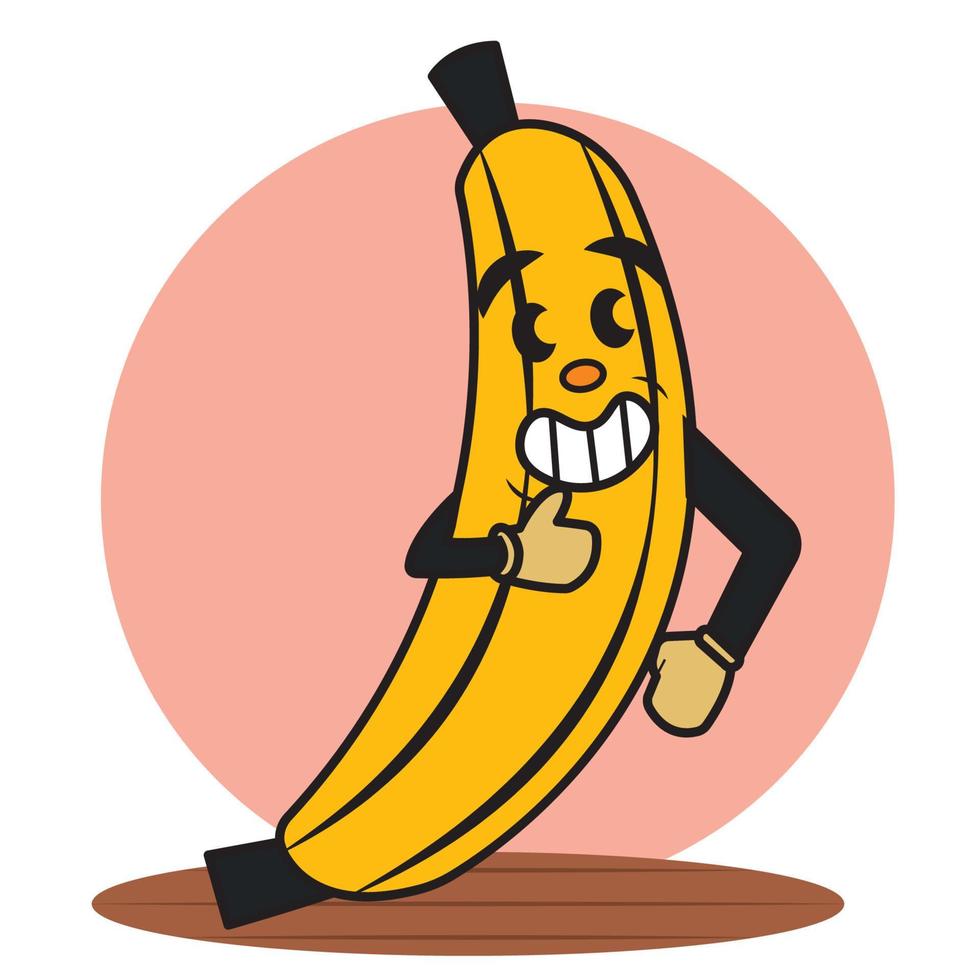 Isolated colored happy banana traditional cartoon character Vector illustration