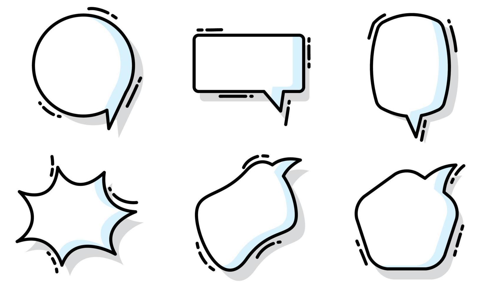 Set of different empty comic speech bubbles Vector illustration