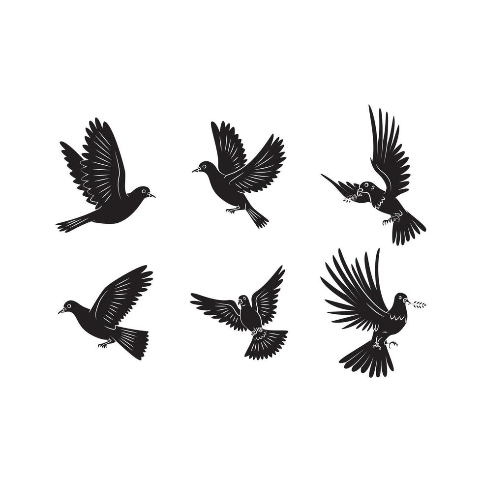 dove flying set collection tattoo illustration vector