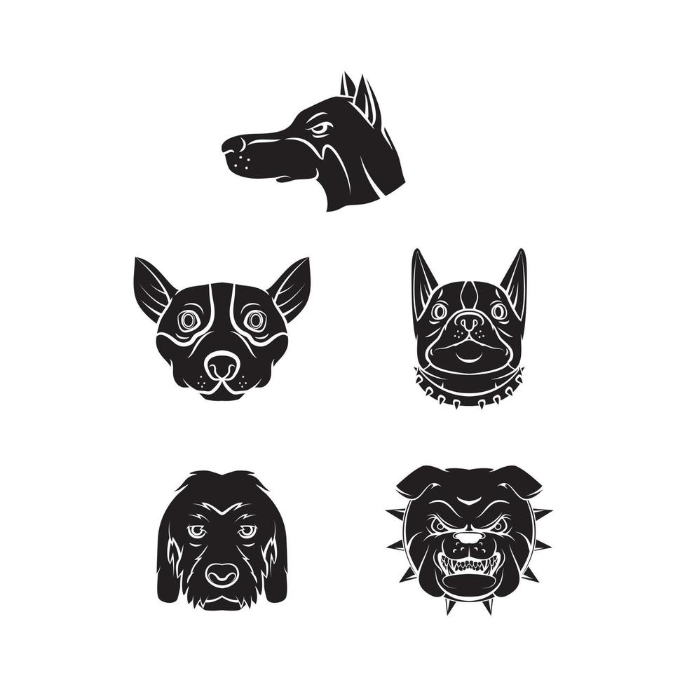 dog heads set collection tattoo illustration vector
