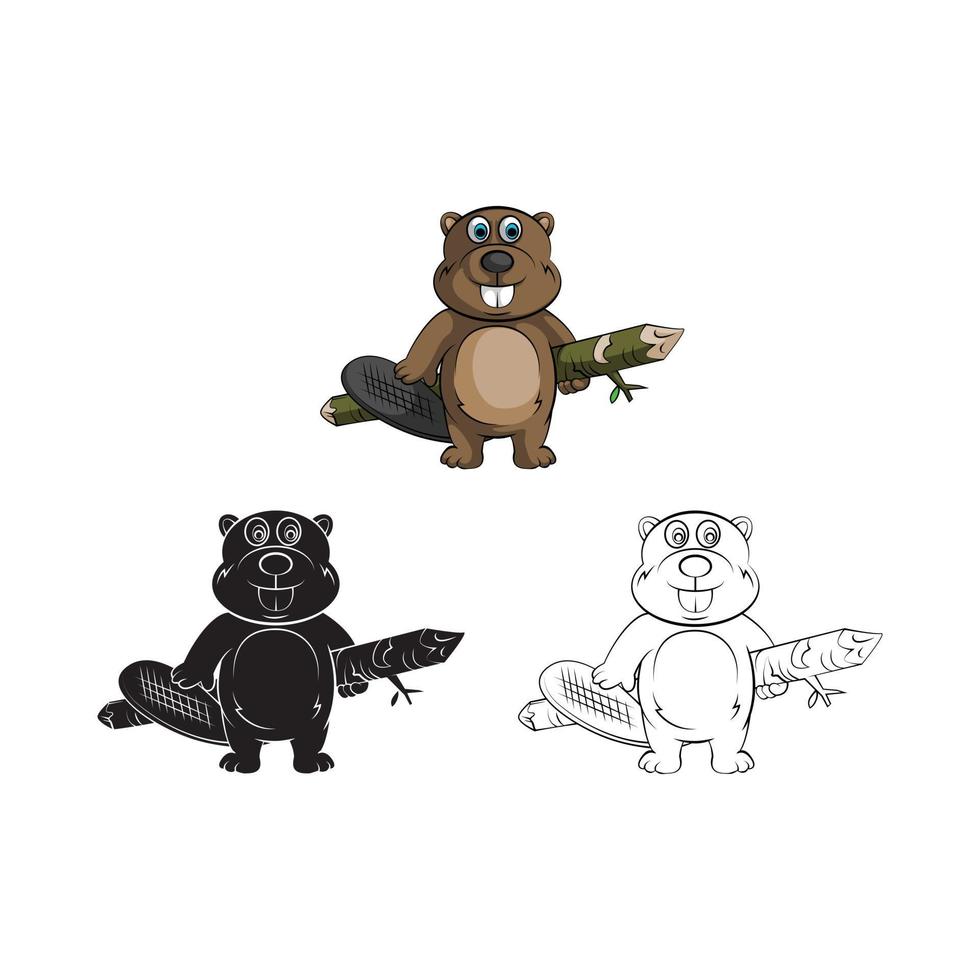 Coloring book beavers cartoon character vector