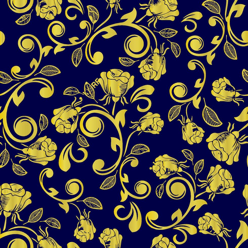 golden rose pattern vector