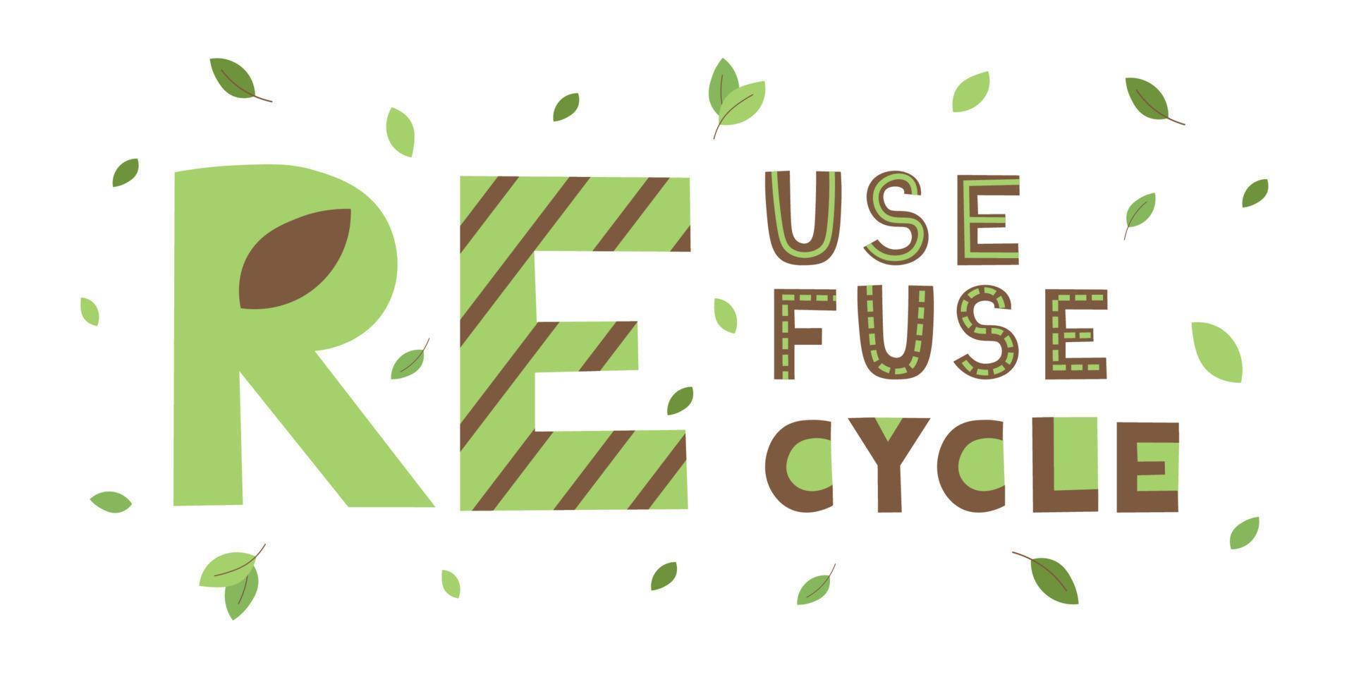 REfuse,reduce,recycle. Sustainability concept vector
