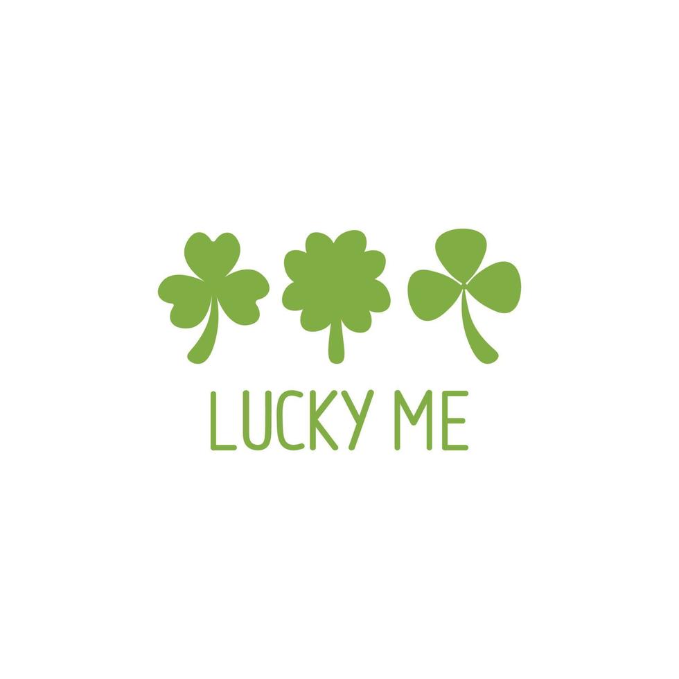 Lucky me inscription with shamrocks. Minimalistic card for st patricks day vector