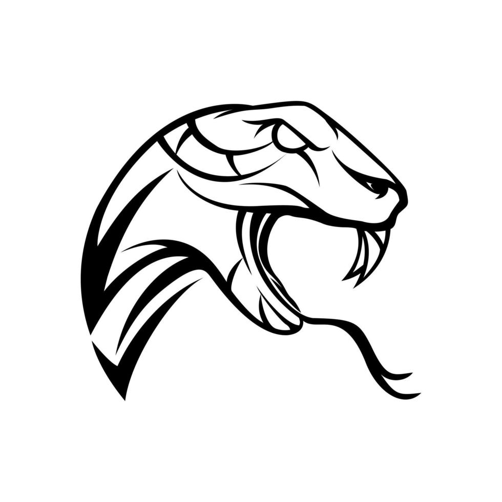 Snake Head Symbol Black and White vector