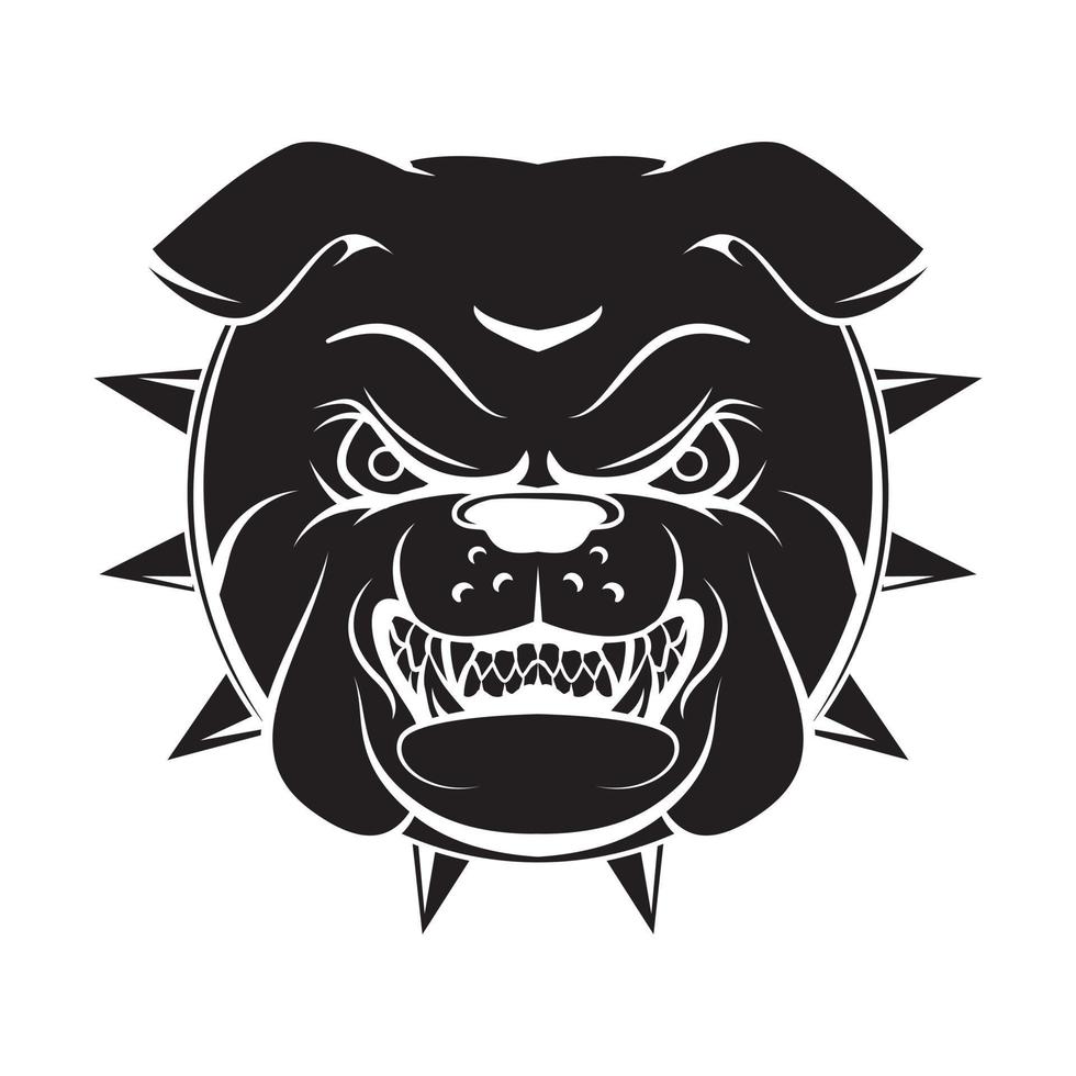 Bulldog Face Black Vector Illustration