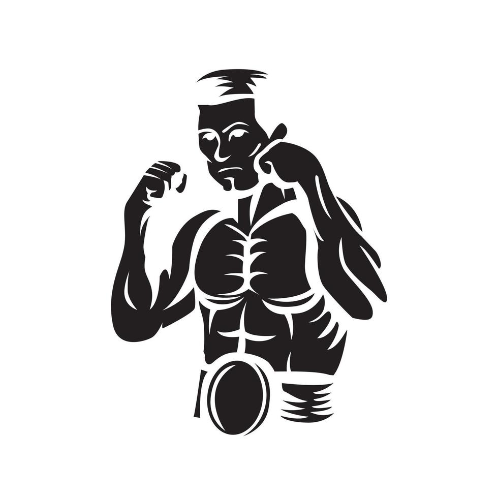 Boxer Player Black Vector Illustration