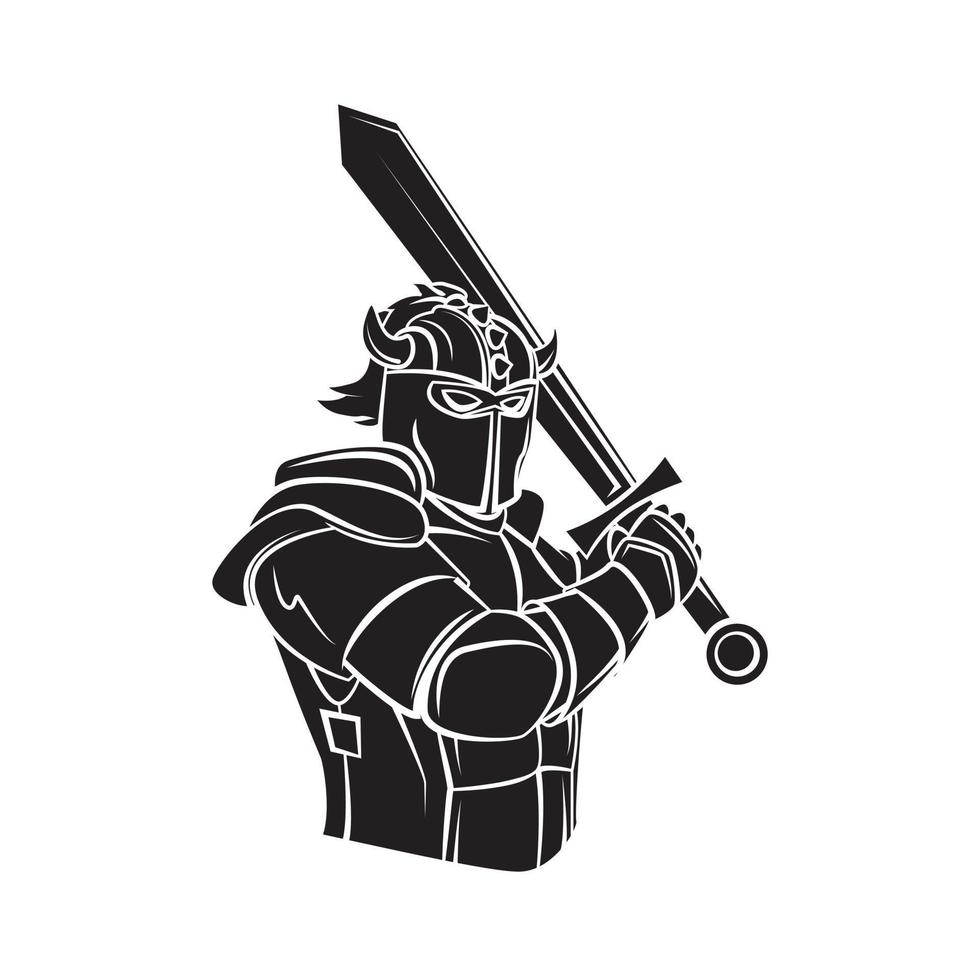 Knight Warrior Black Vector Illustration