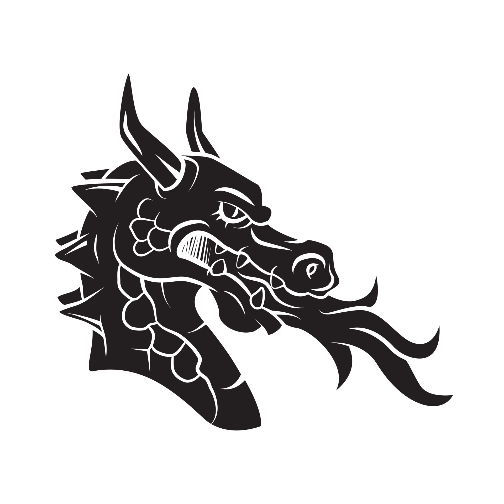 Dragon Head Black Vector Illustration 20616470 Vector Art at Vecteezy