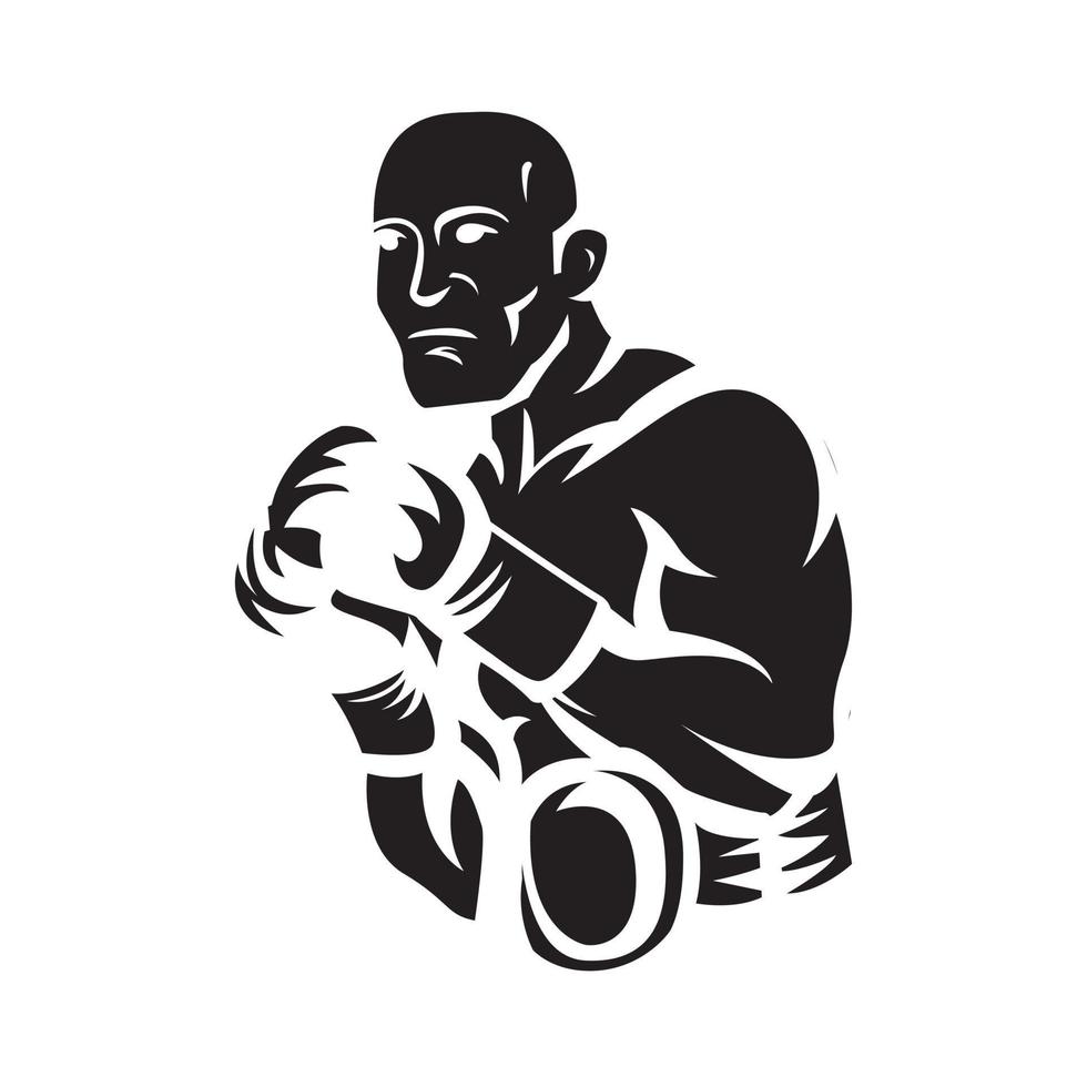 Boxer Player Black Vector Illustration