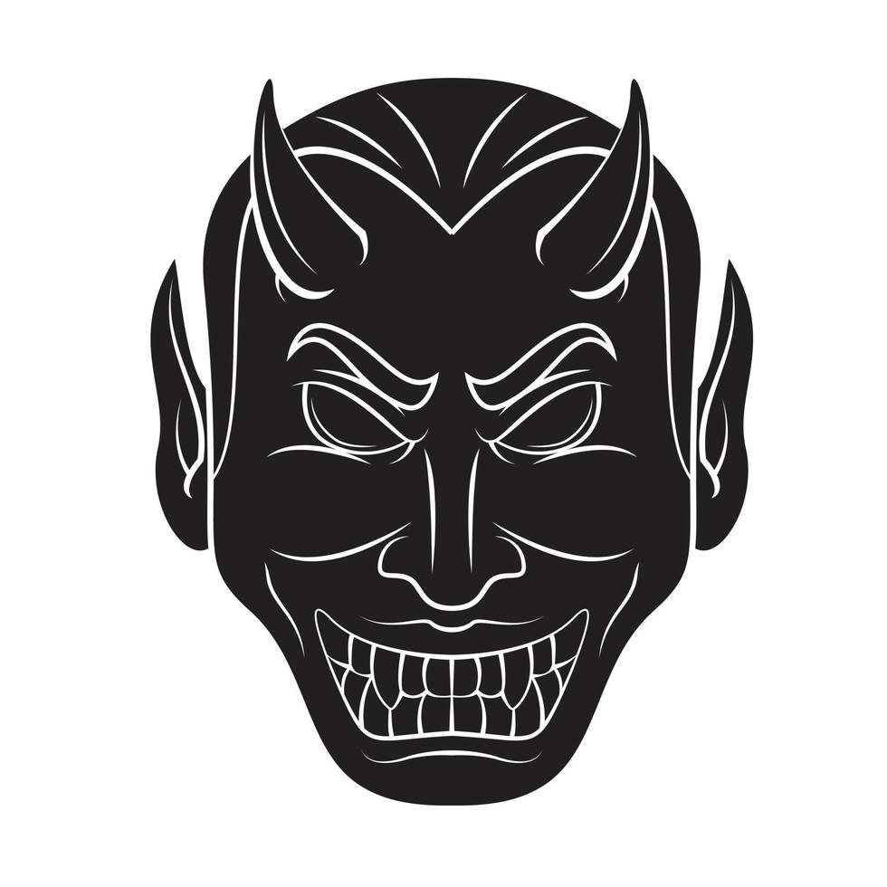 Devil Head Black Vector Illustration