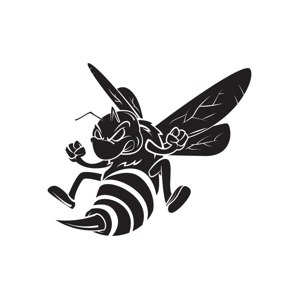 Flying Bee Black Vector Illustration