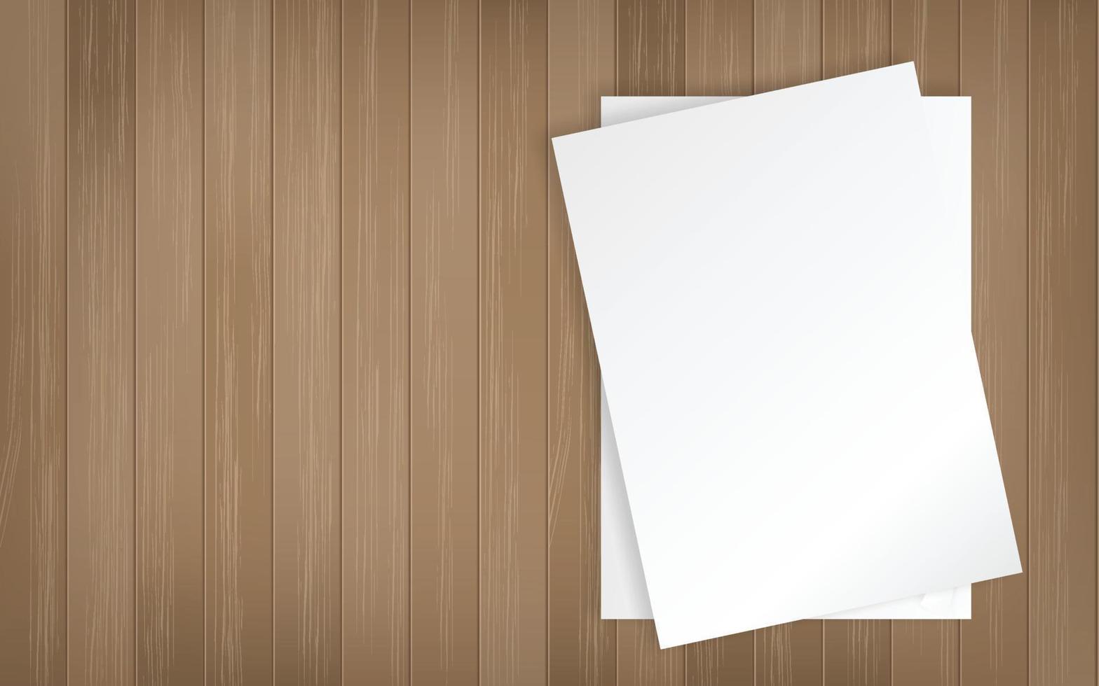 White paper sheet on wood texture background. Vector. vector