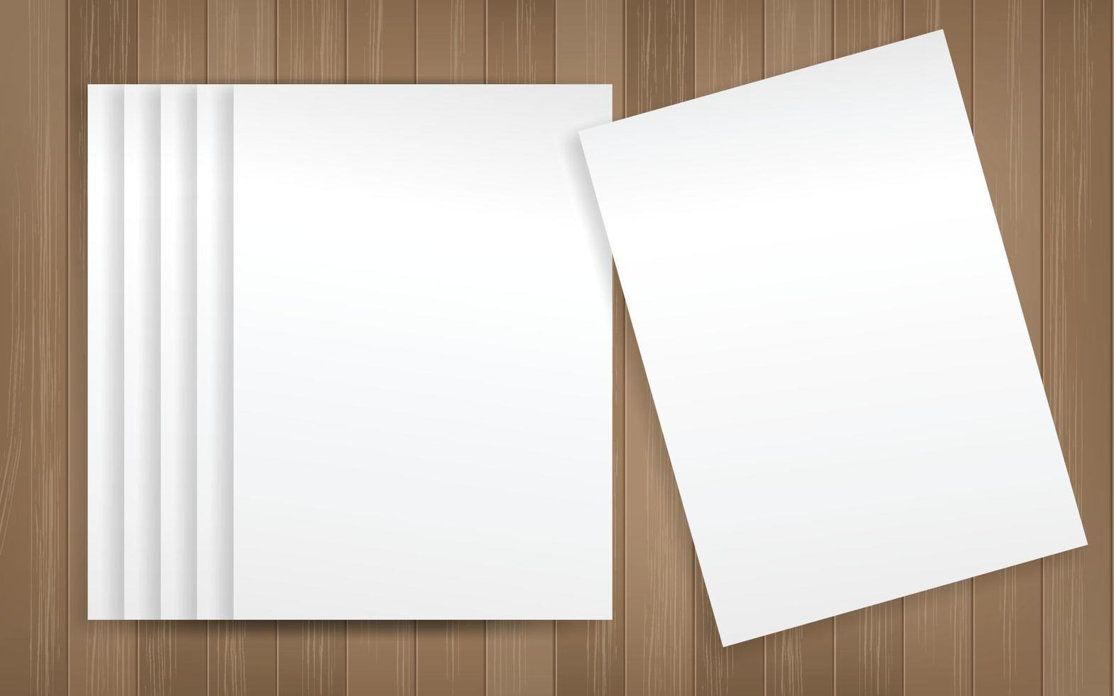 White paper sheet on wood texture background. Vector. vector