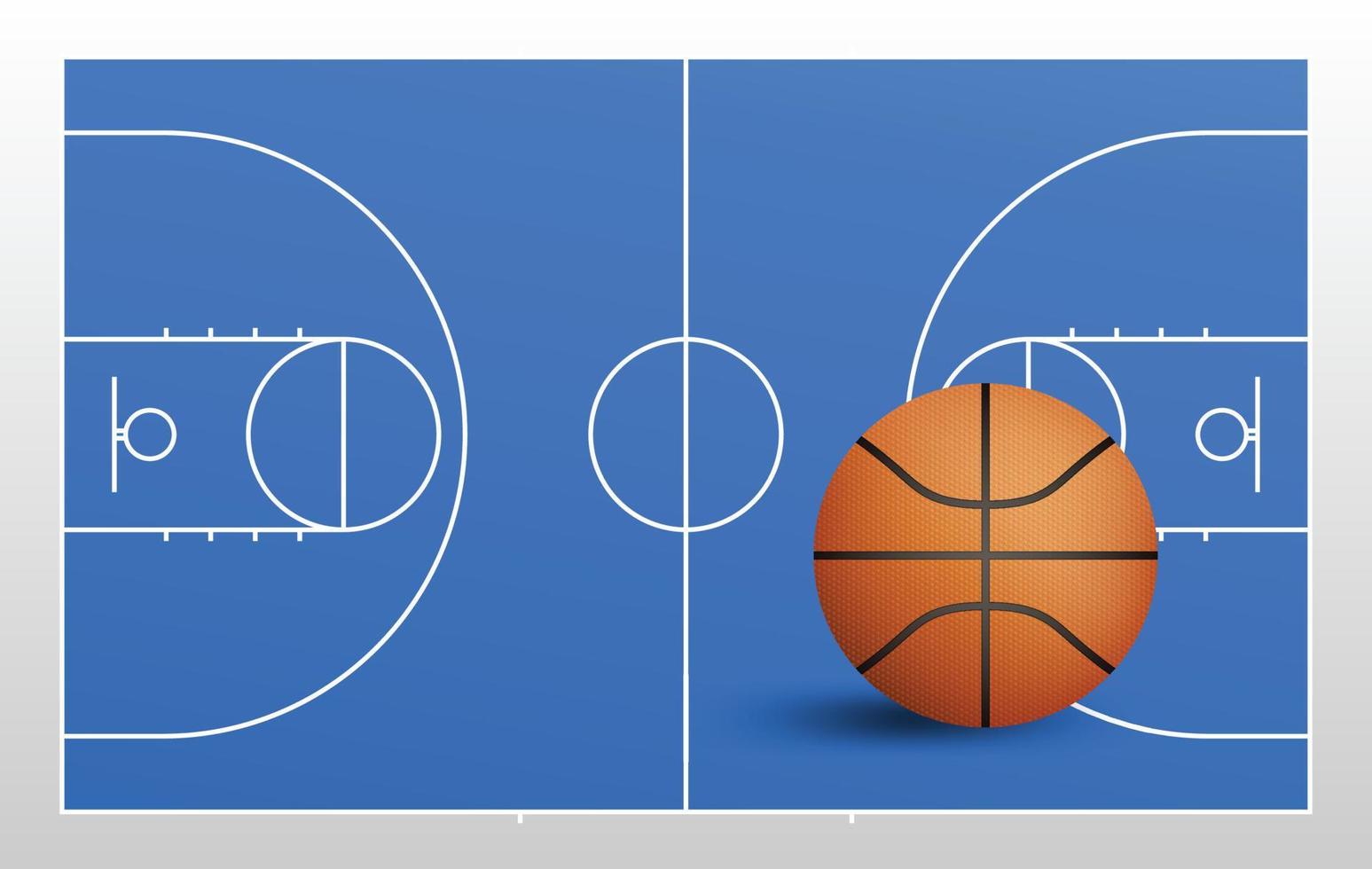 pelota de baloncesto y fondo de campo de baloncesto. con línea de patrón de corte y área. vector. vector