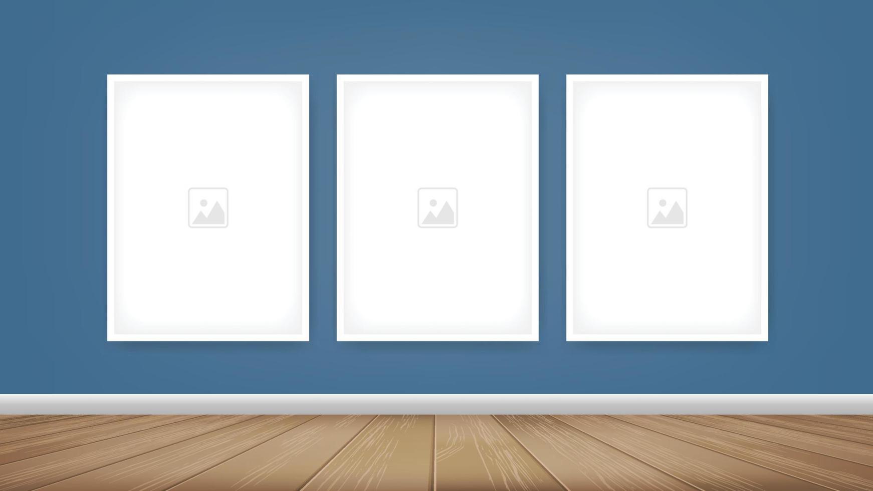 Empty photo frame or picture frame background in wooden room space background. For room design and interior decoration. Vector. vector