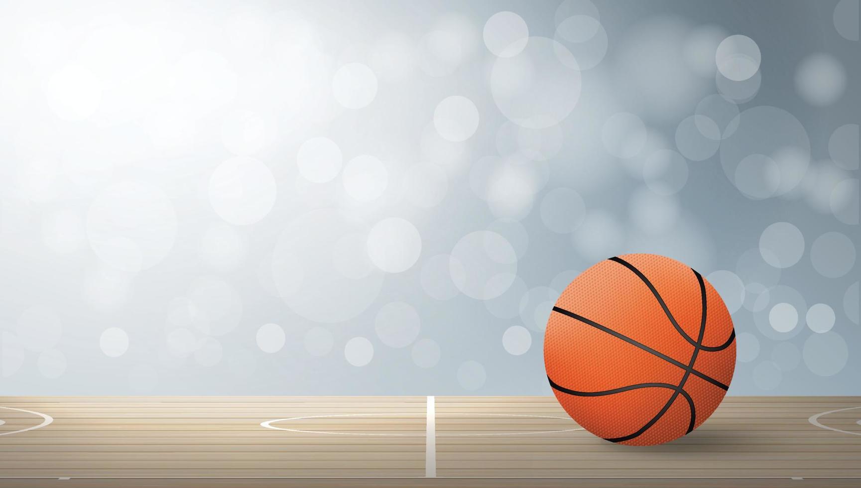 Basketball ball on basketball court area with light blurred bokeh background. Vector. vector