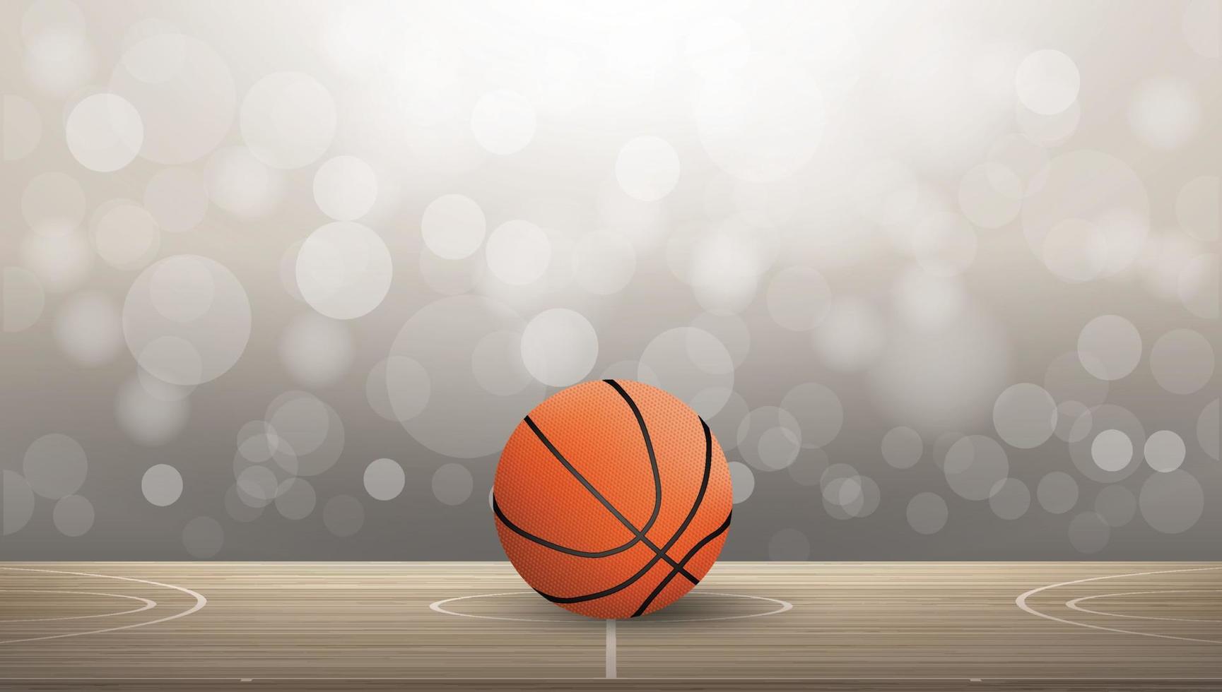 Basketball ball on basketball court area with light blurred bokeh background. Vector. vector