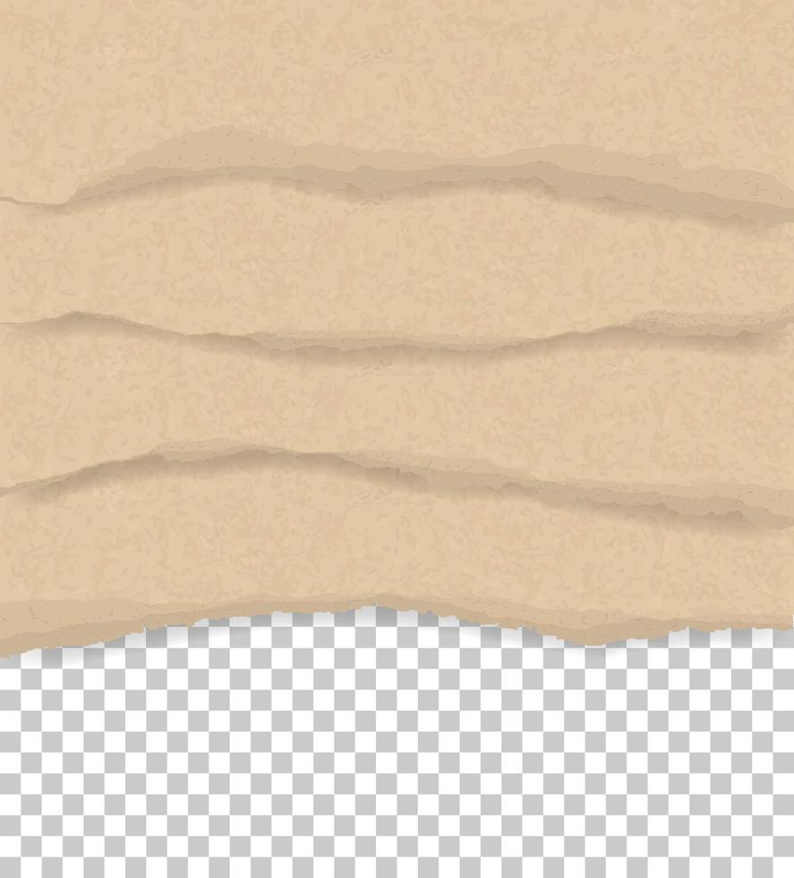 Torn paper edges for background. Ripped brown paper texture on transparent background. Vector. vector