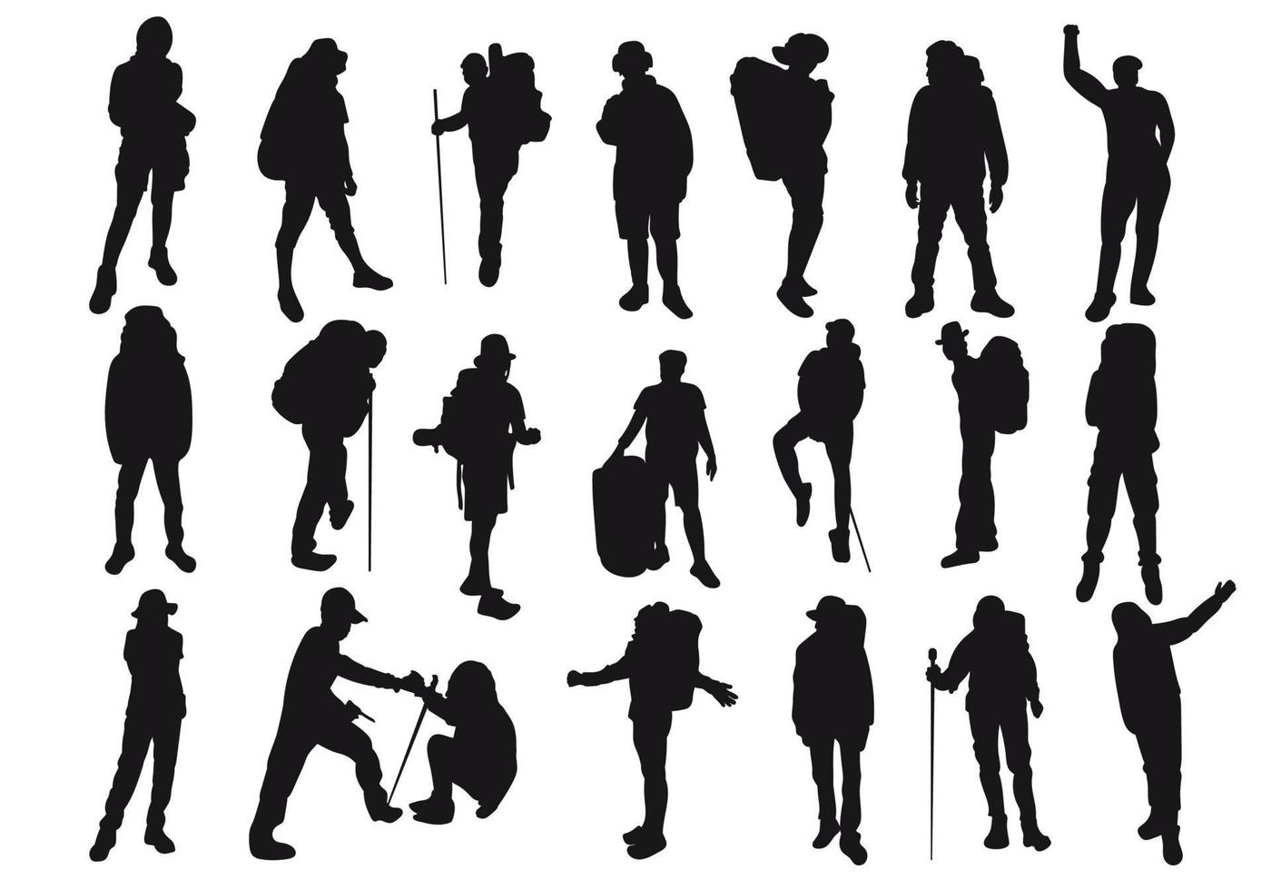 Big collection of silhouettes of people playing golf isolated on white background. sport vector illustration