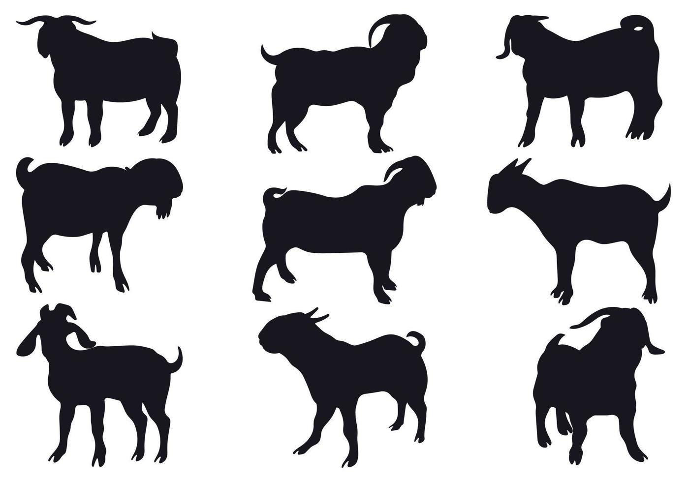 Goat silhouette collection isolated on white background vector