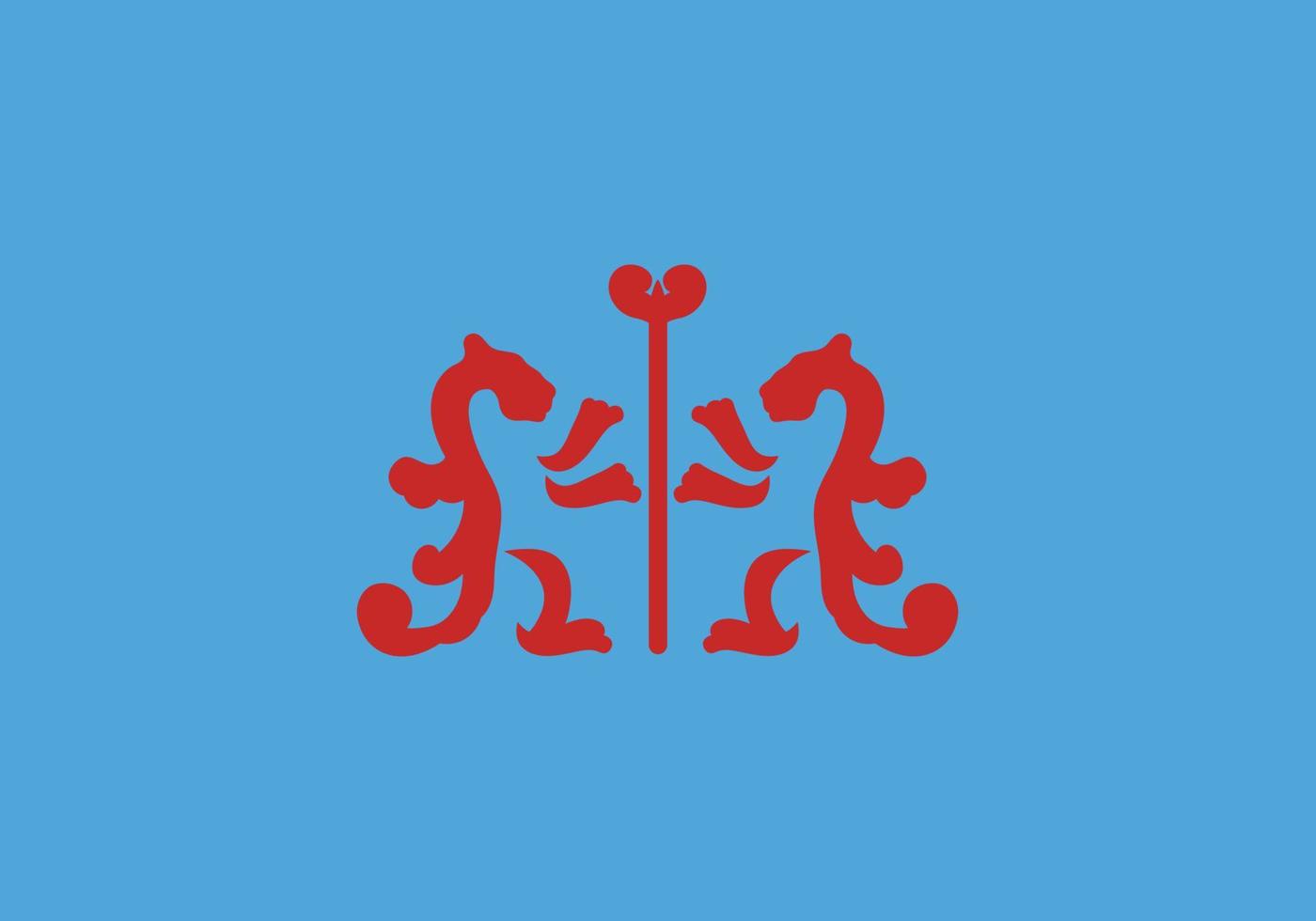 Stick lion logo, Vector 2 royal guard lion fort
