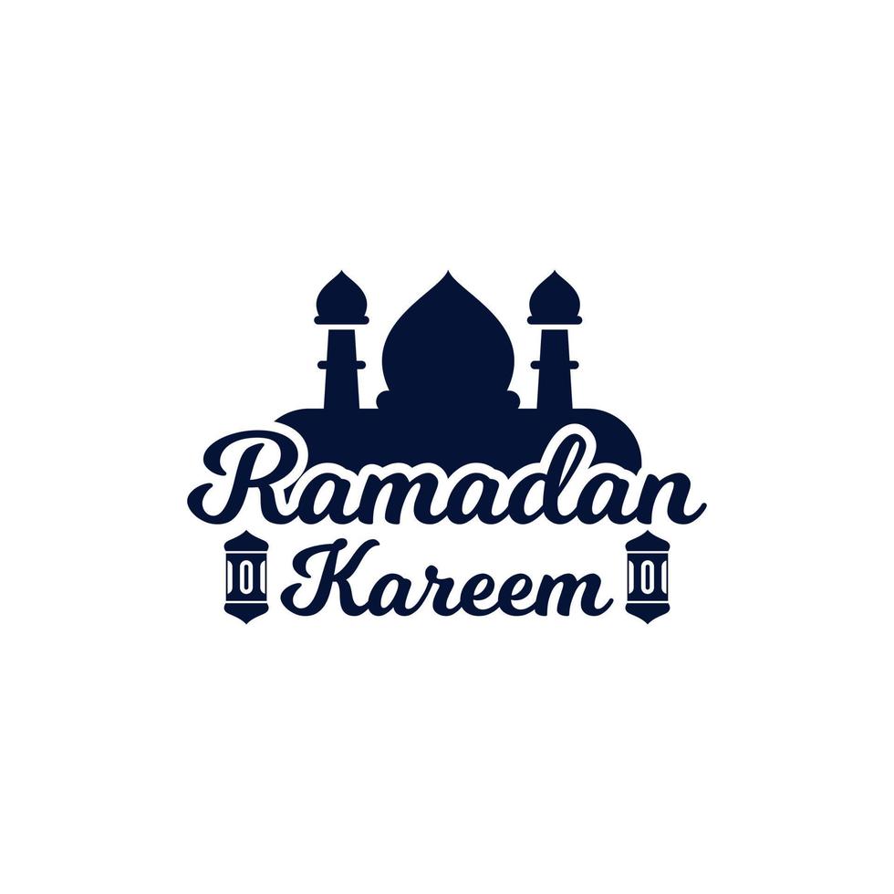 ramadan logo design concept with lettering and mosque silhouette vector
