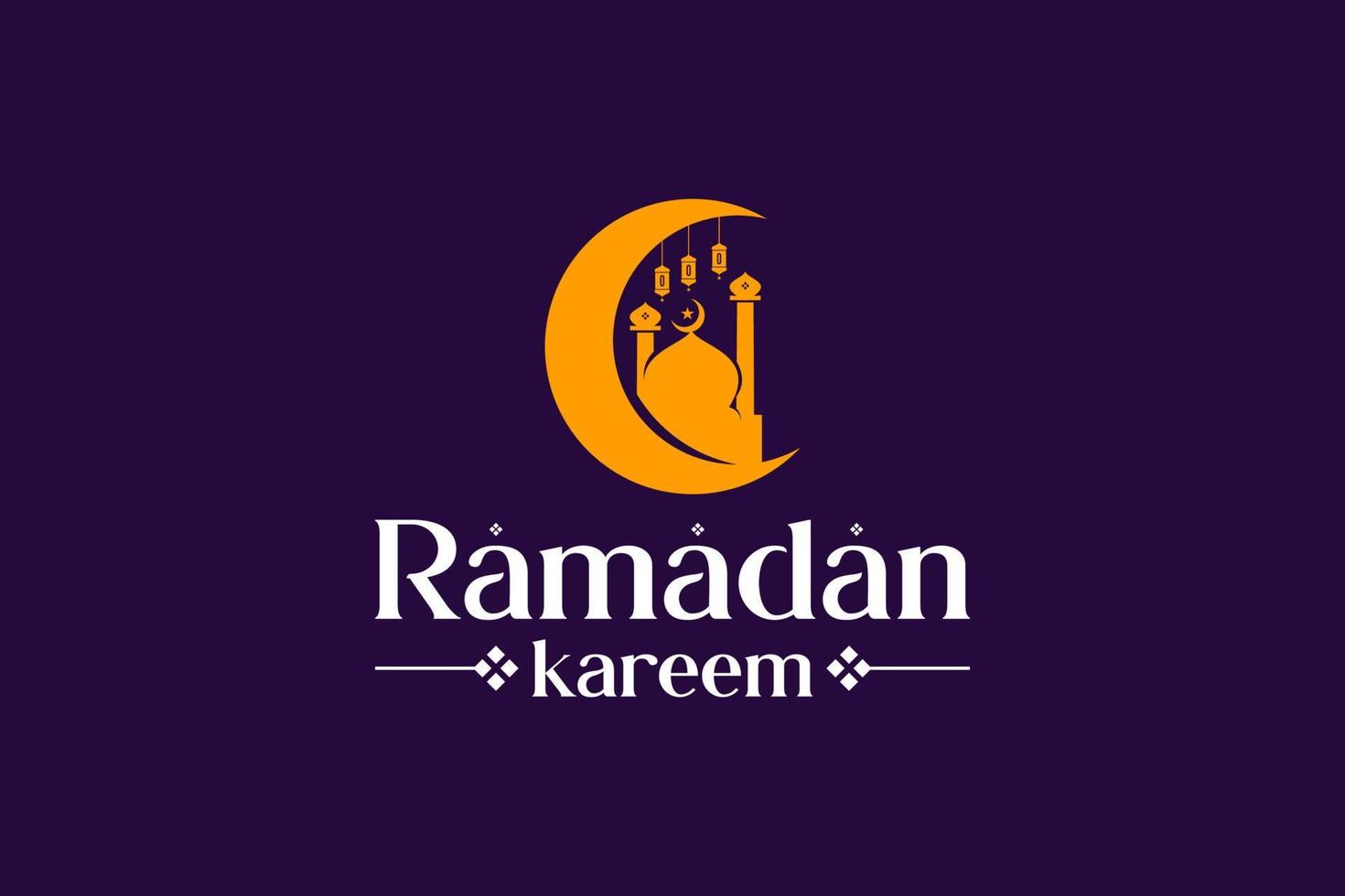 Ramadan Logo Concept Vector. crescent moon and mosque concept Islamic Logo vector